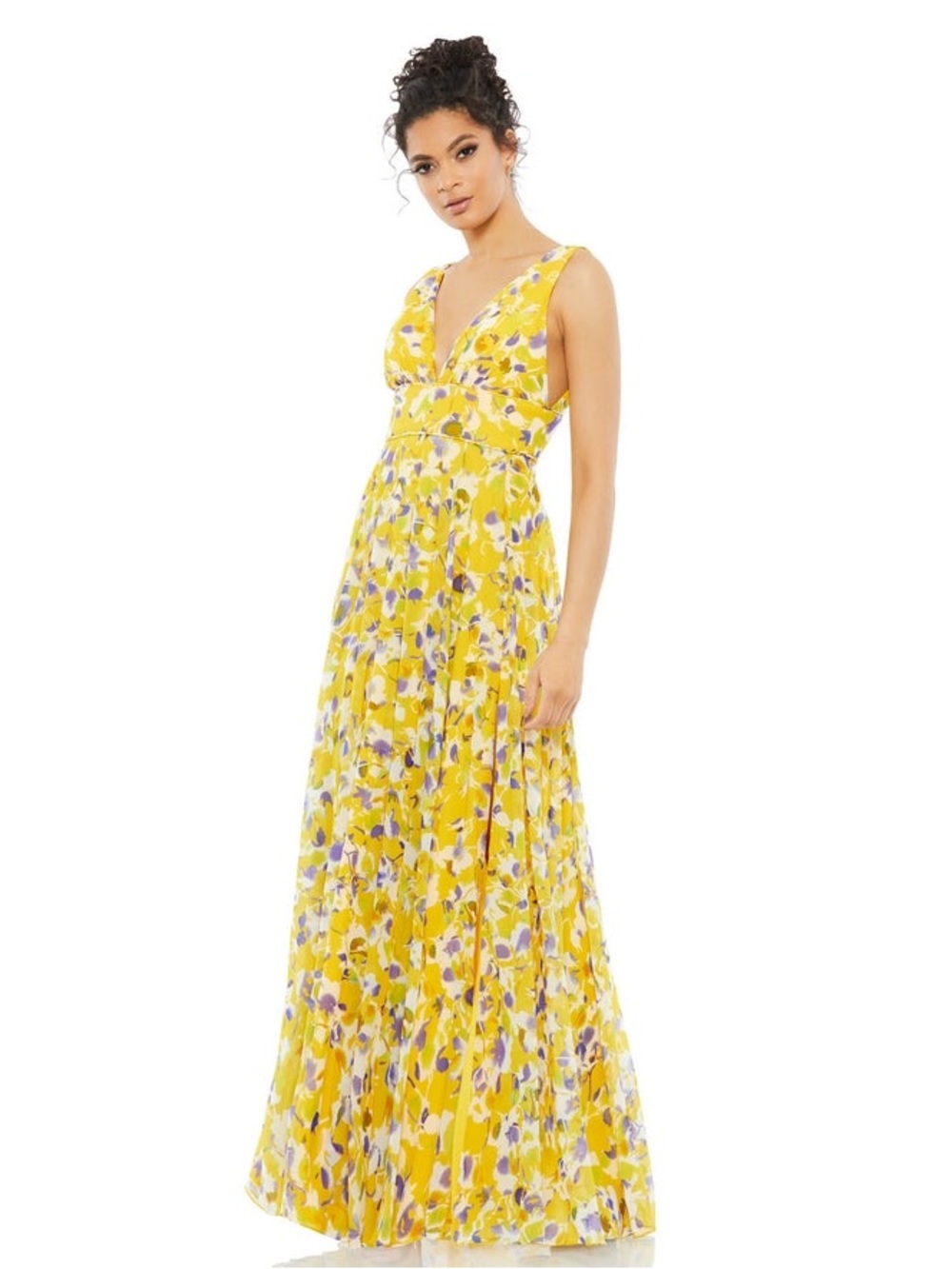 Mac Duggal Floral Chiffon Maxi Dress
